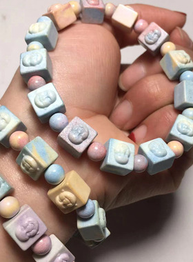 天然彩虹石方糖手链三色