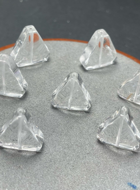 天然白水晶三角形配珠 红黄胶花散珠隔珠手工DIY手链配件饰品