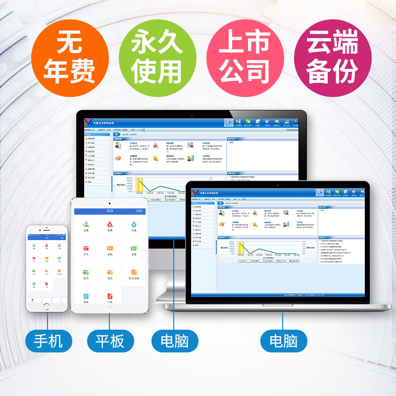 一卡易云卡美发美甲洗车店美容院磁条IC卡手机APP电子会员卡积分储值卡扫码刷卡收银消费机管理系统软件套餐