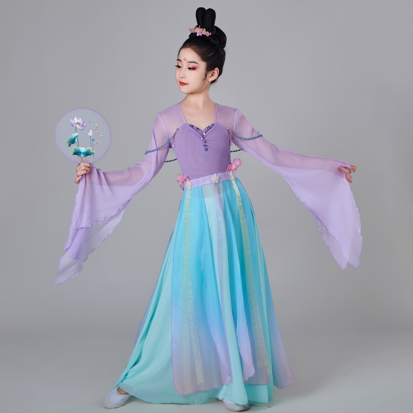 儿童古典舞服装飘逸长款纱衣练功服汉唐舞蹈服仙气演出服套装春夏