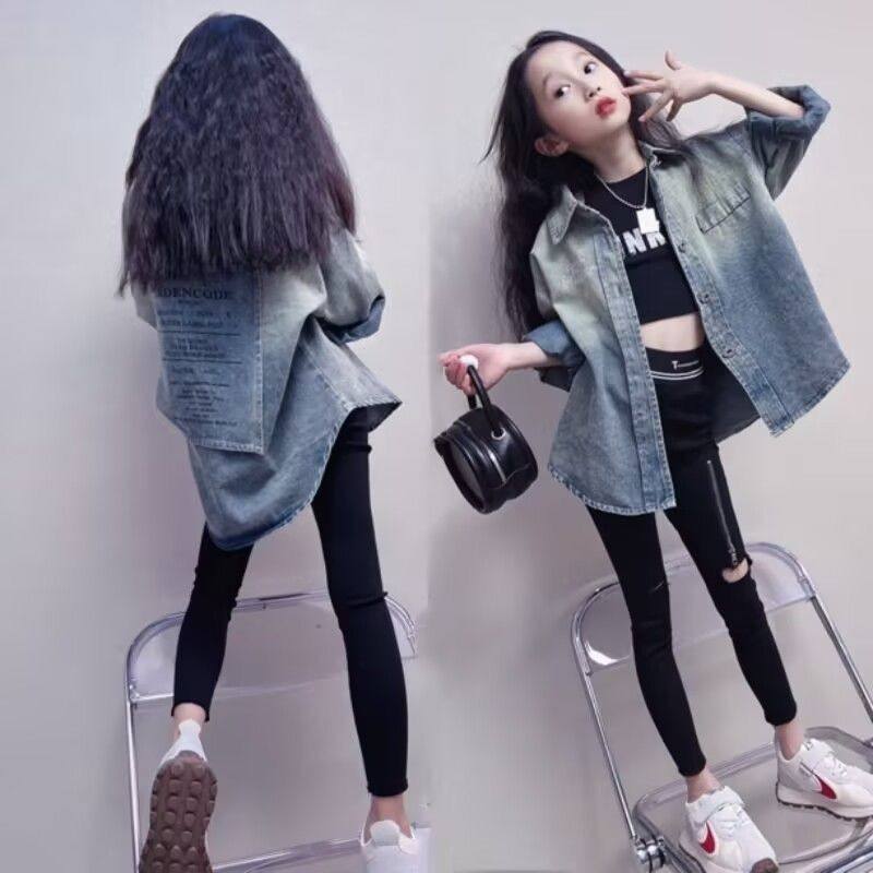 女童牛仔外套2025新款儿童春秋韩版洋气打底裤修身女孩爆款套装