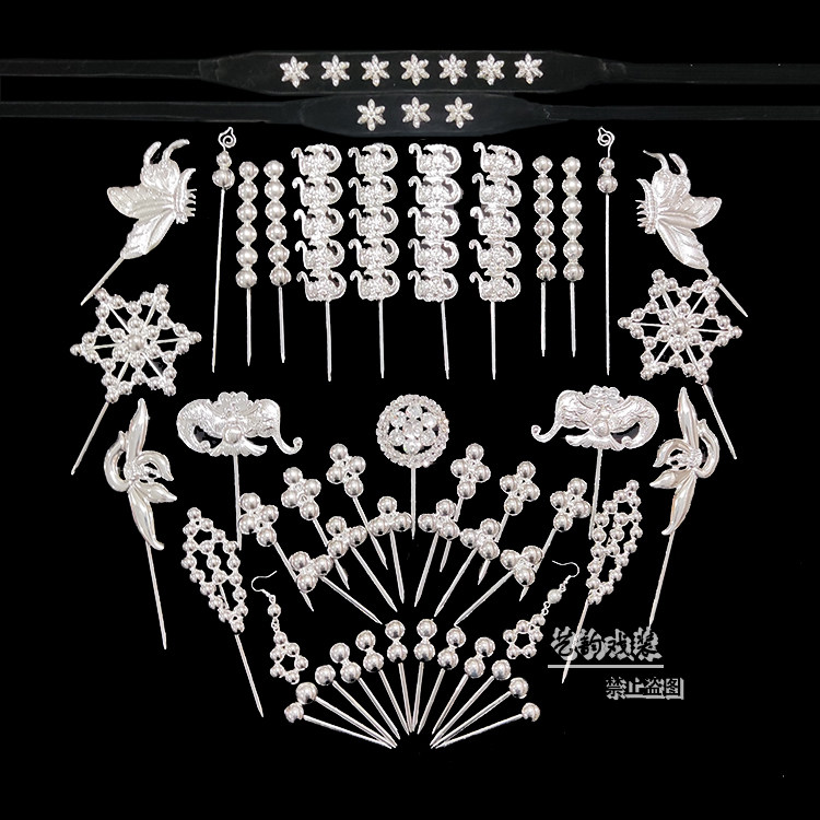 戏曲银锭头面戏剧青衣包头头饰京剧秦香莲王宝钏穷银泡头面素银锭