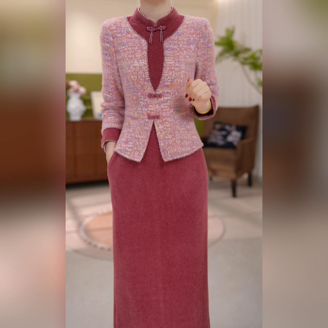 2025秋季新中式妈妈装连衣裙女中老年洋气时尚气质显瘦百搭裙子