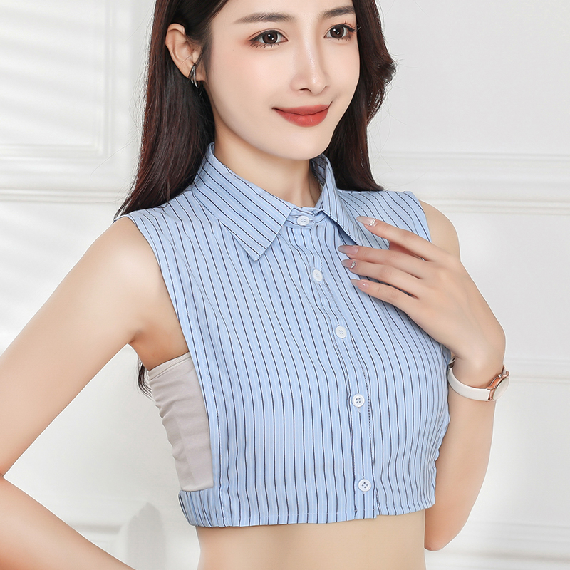 秋冬季装饰条纹尖领假领