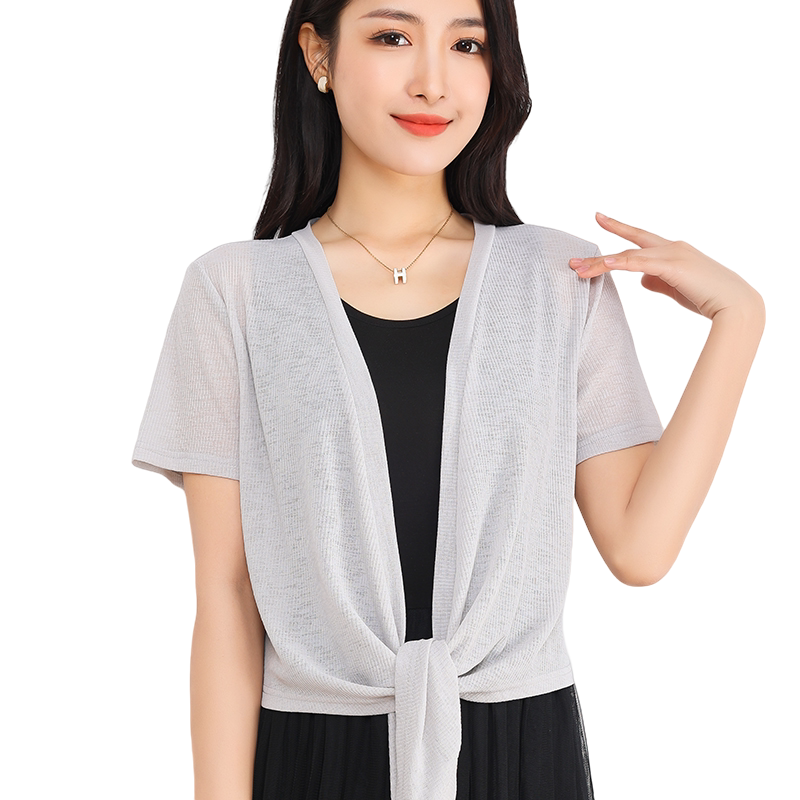 2024夏季防晒衣女薄款短外套配吊带裙子披肩外搭开衫短袖网纱上衣