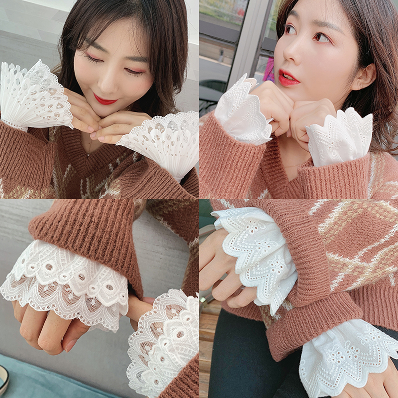 毛衣卫衣内搭假袖子女花边衬衫袖