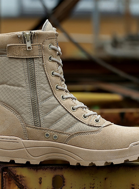 儿童亲子作战靴战术训练透气高帮CS靴马丁靴网眼夏令营战术登山靴