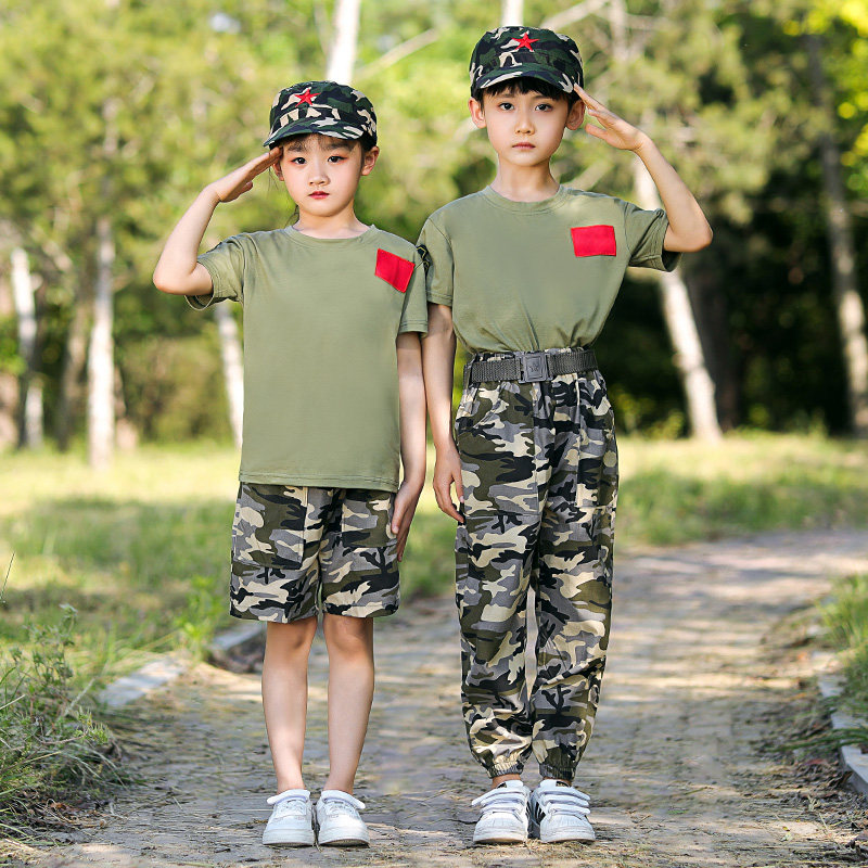 儿童迷彩服短袖套装男童小学生夏季军训服特种兵幼儿园军装演出服