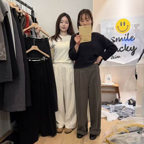 爱情的模漾  韩国代购  PC124（Lamagie femme）鬆緊腰直筒褲