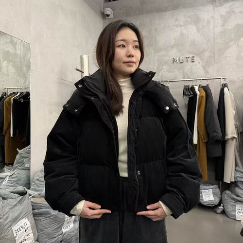 爱情的模漾  韩国代购 PB111（mute）定制長度燈芯絨鵝絨羽絨服