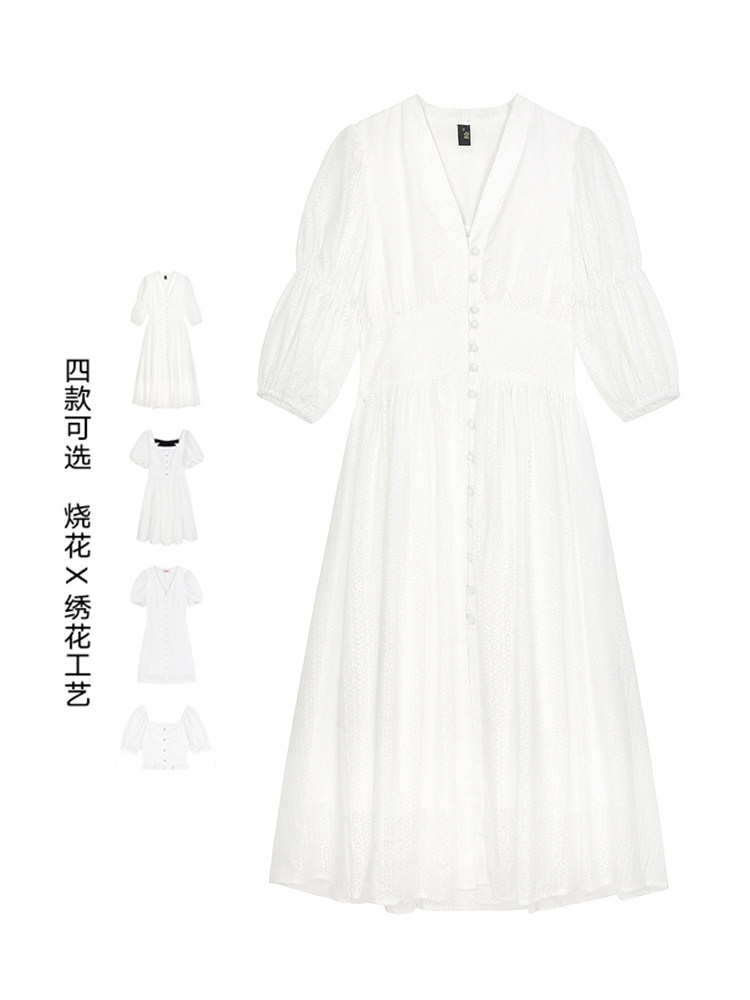 VEGA CHANG小花朵白色连衣裙女2021夏装收腰显瘦气质法式桔梗裙子在类目 模玩/动漫/周边/cos/桌游, Cosplay服饰/道具/服务, Cosplay女装中 - 来自Buy2taobao.com提供专业的淘宝代购服务