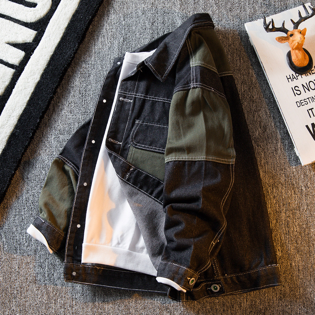 牛仔外套男士秋季韩版潮流上衣服2023秋款外套休闲百搭潮牌工装夹,男装,夹克,淘宝优惠券,粉丝福利购,淘宝优惠卷