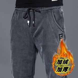 春季牛仔裤男士新款冬季款修身加绒小直筒2026休闲青年长裤子男款