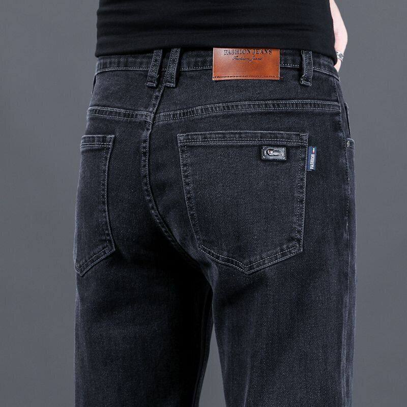 秋款牛仔裤男士潮牌弹力黑色长裤2025新款春秋宽松直筒休闲裤子男