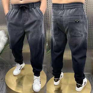 帅气牛仔裤 秋冬新款 宽松弹力百搭束脚裤 哈伦裤 男渐变休闲牛仔裤