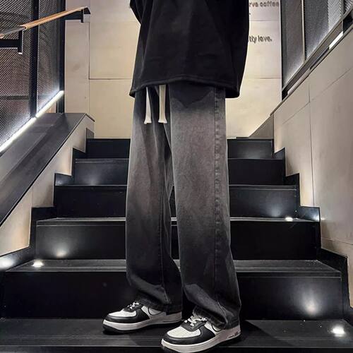 春秋新款宽松直筒阔腿长裤子