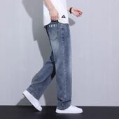 裤 子男款 男生2025新款 潮牌直筒宽松高中生阔腿牛仔裤 春秋 秋季 工装