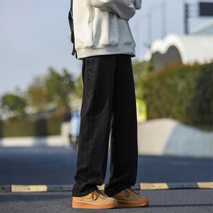 牛仔裤男士夏季美式直筒裤休闲男生男裤蓝色裤子夏季新款宽松长裤