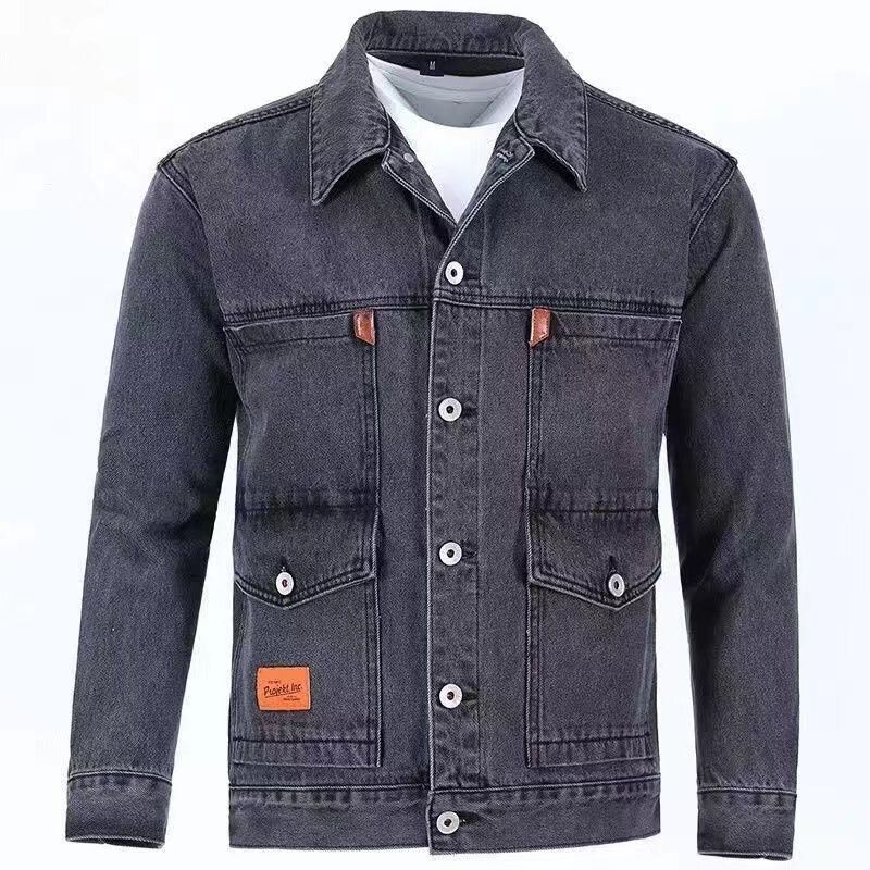 秋季复古多口袋翻领工装夹克男士