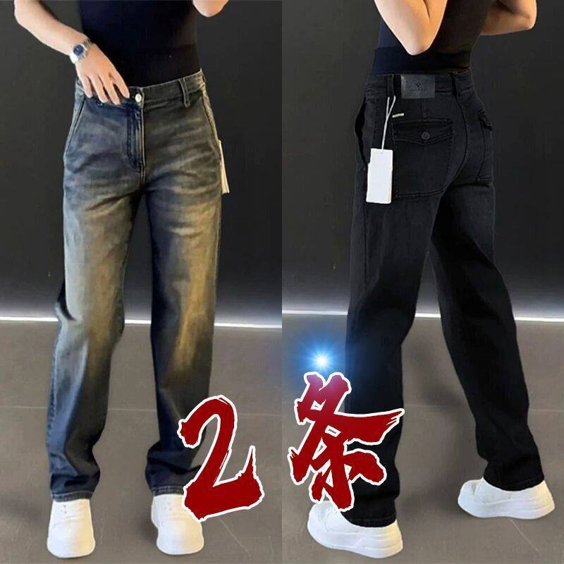 男士牛仔裤春秋季修身直筒复古长裤2026新款春款潮牌休闲裤子男款