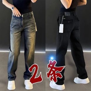 男士牛仔裤春秋季修身直筒复古长裤2026新款春款潮牌休闲裤子男款