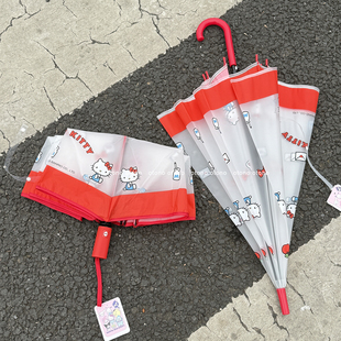 正版HelloKitty折叠透明自动伞高颜值ins可爱少女心kt猫长柄雨伞