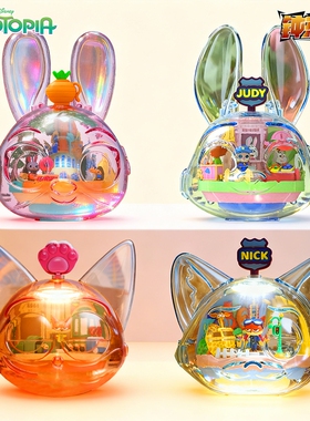 正版疯狂动物城盲盒磁力转转乐系列尼克朱迪周边模型场景摆件玩具