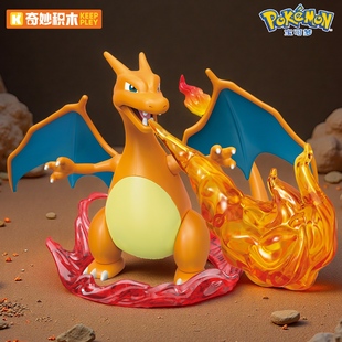 正版奇妙积木精灵宝可梦地平线喷火龙积木人拼装玩具男孩手办模型
