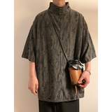 风A新中式风高领盘扣破洞镂空乞丐装冰丝t恤T35-P68控88，男装T恤，电商A005-1