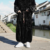新中式D风金丝绒龙纹垂感折褶小众设计阔腿裤男K258-P78控98，男装休闲裤，电商A005-1