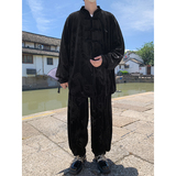 盘扣小众设计B龙纹金丝绒夹克阔腿裤风套装男TZ179-P136控158，男装休闲套装，电商A005-1