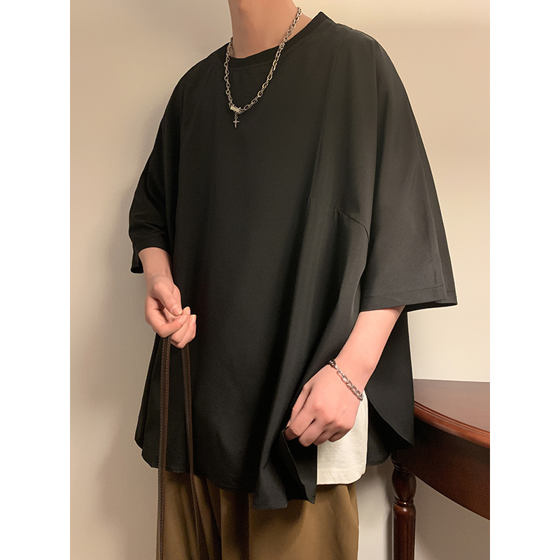 山本耀司G薄款冰丝蝙蝠袖t恤下摆开衩垂感男痞帅上衣T08-P55控78，商品下架区商品下架区，电商A005-1