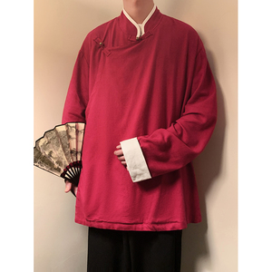 新中式G斜襟盘扣亚麻棉麻中山装立领衬衫夹克外套JK23-P98控118图片