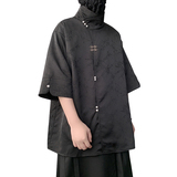 新中式风O缎面提花暗纹立领小众冰丝金属扣衬衫男CS32-P78控98，男装衬衫，电商A005-1