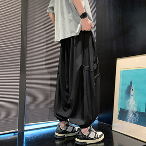 新中式C暗黑风冰丝垂感折褶小众设计阔腿裤男K155-P65控88