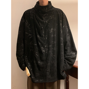 卫衣F树叶灯芯绒风小众堆堆领高领T恤打底衫男T13-P65控88图片
