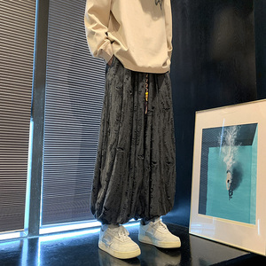 新中式A暗黑风破洞乞丐镂空设计感阔腿束脚裤K129-P75控98图片
