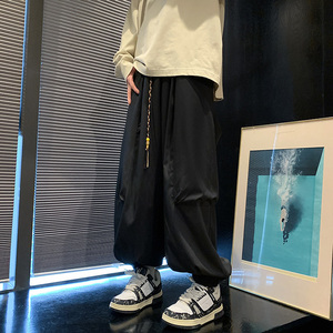 潮机能B工装大口袋冰丝长裤阔腿束脚灯笼裤男K123-P65控88图片