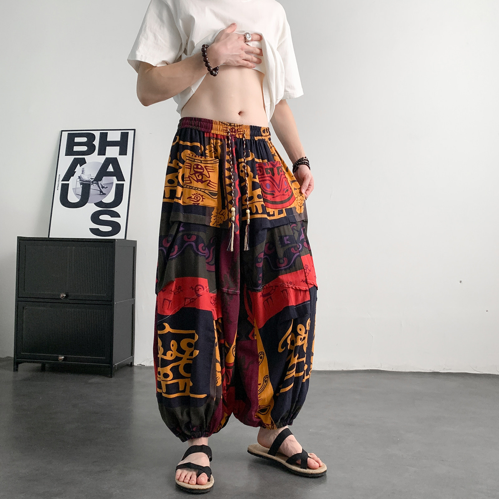 超大码8XL风泰大象垂感折褶小众设计阔腿裤男K275-P68控88，男装休闲裤，电商A005-1