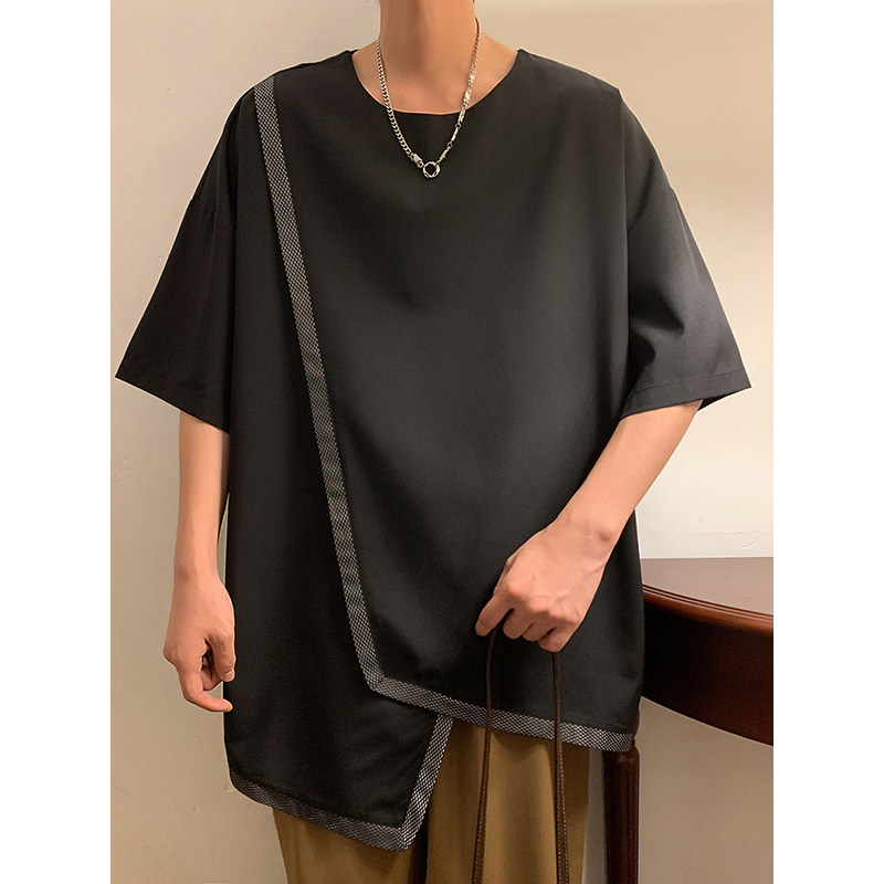 风C中式不规则冰丝暗黑舞台服装表演半袖t恤男T26-P55控78图片