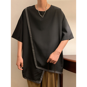 风C中式不规则冰丝暗黑舞台服装表演半袖t恤男T26-P55控78图片