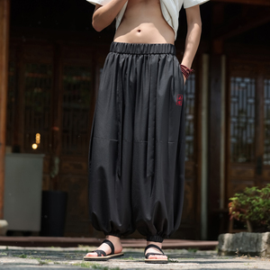 风C冰丝腰带九分裤男大桶裤宽松裤长裤萝卜裤男K233-P65控88图片