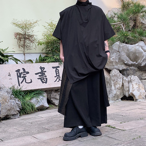 风B不规则衬衫新中式冰丝t桖裙裤西裤套装TZ89-P143控168图片