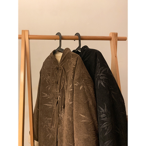 新中式J盘扣树叶暗花灯芯绒羊羔毛夹克棉衣外套男JK17-P135控158图片