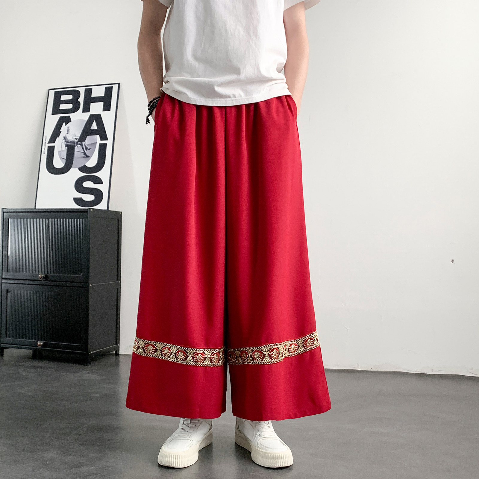 男女春夏风壮族苗族彝族瑶族演出舞蹈服饰阔腿裤K272-P68控88,男装休闲裤,电商A005-1
