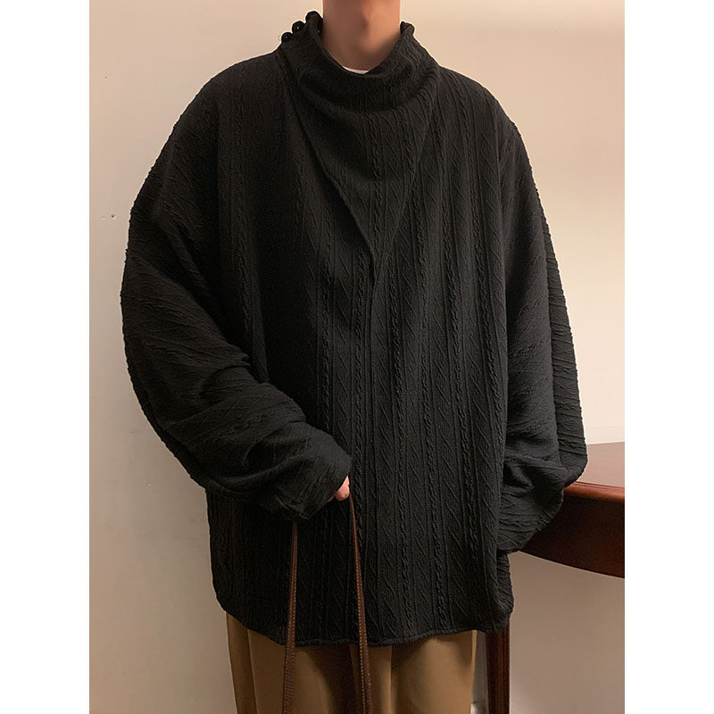 暗黑风B半高领薄款针织衫纹路不规则打底衫T桖T15-P68控88图片