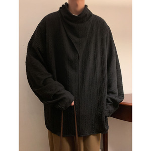 暗黑风B半高领薄款针织衫纹路不规则打底衫T桖T15-P68控88图片