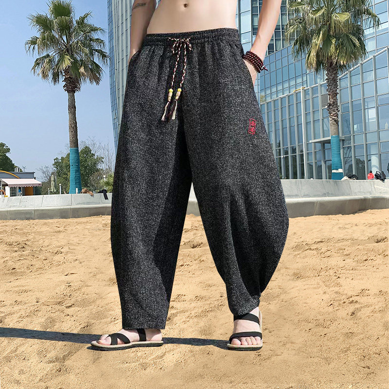 风A刺绣冰丝大桶裤宽松高级感萝卜裤阔腿裤K106-P65控88图片