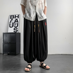 超大码8XL冰丝刺绣九分裤男大桶裤宽松长裤萝卜裤K265-P65控88，男装休闲裤，电商A005-1