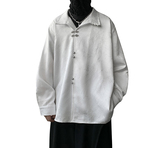 新中式S风缎面提花暗纹立领小众金属扣盘扣衬衫男CS13-P80控98，男装衬衫，电商A005-1